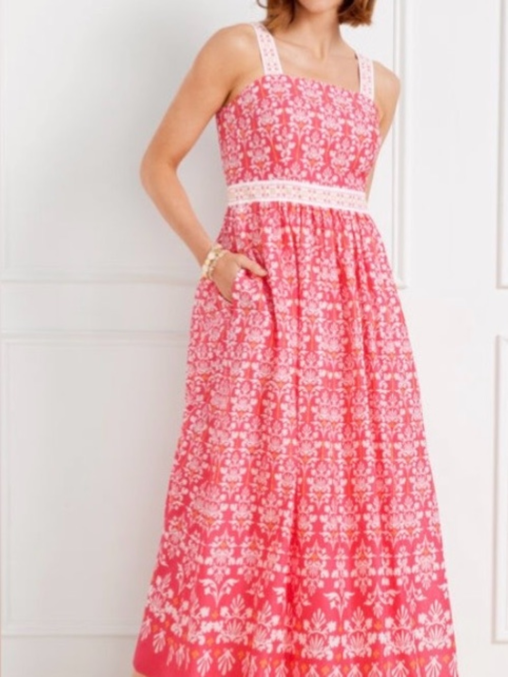 Talbots Coral Shell-Top Maxi Dress